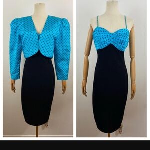 Blue Polka Dot Dress with Jacket